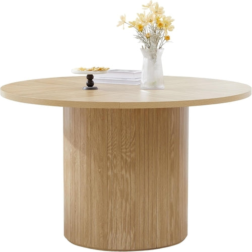 Round Dining Table for 4, Modern Farmhouse Kitchen Table, 47 Inch