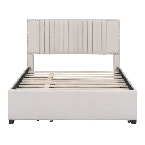 Upholstered Platform Bed with 2 Drawers and 1 Twin Size