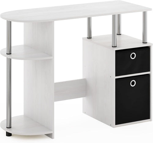 Jaya Simplistic Computer Desk White Oak With Storage