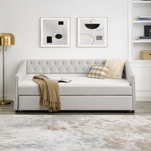 The Double Sofa Bed Has A Double Roller Upholstered Tufted Sofa Bed