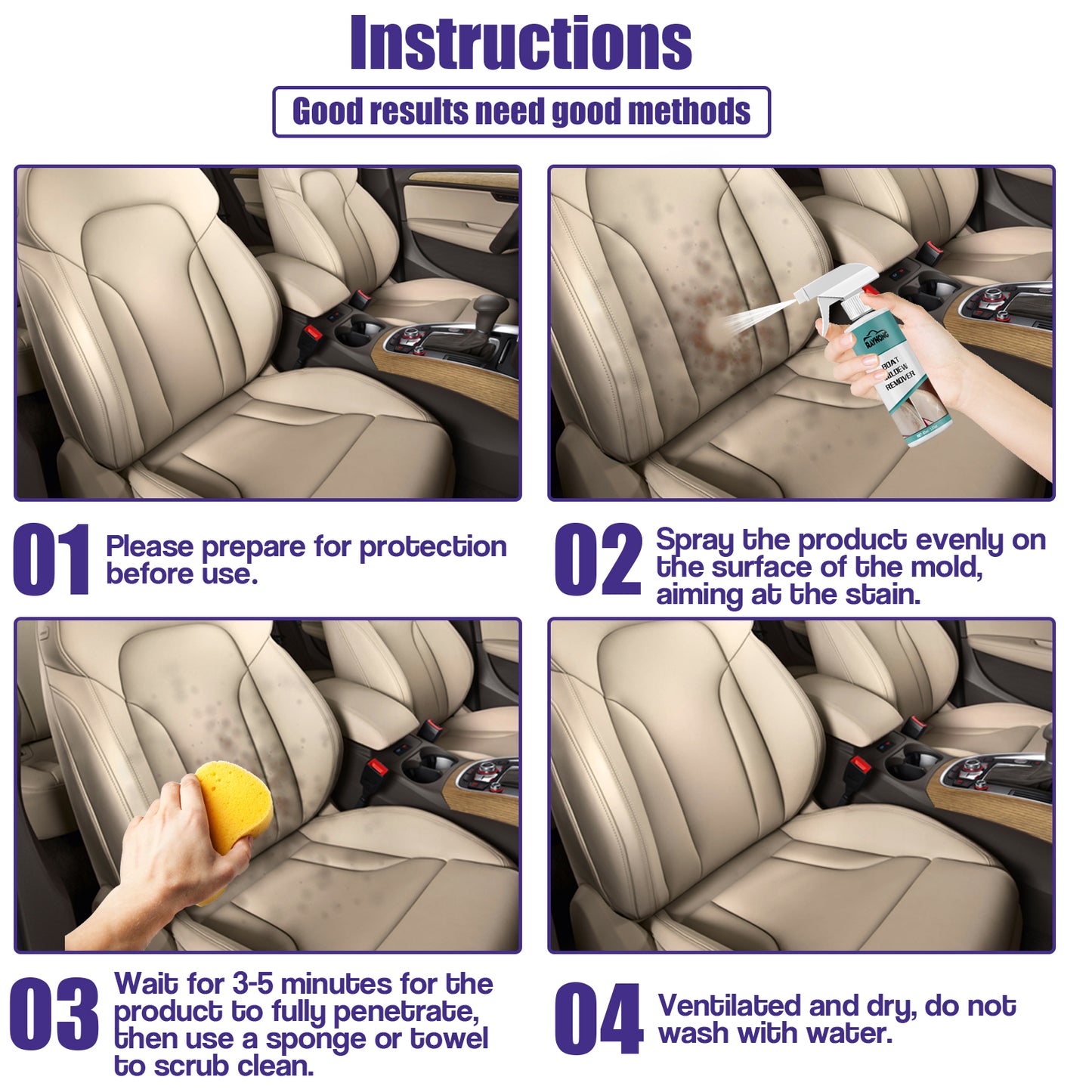 Boat Mildew Remover, Interior Ceiling Fabric Leather Seat Mildew Removing Mildew Spot Cleaning And Maintenance Agent