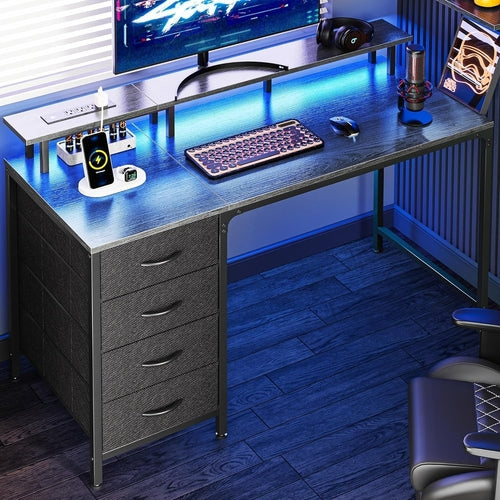 47 Inch Computer Desk With LED Lights For Home Office