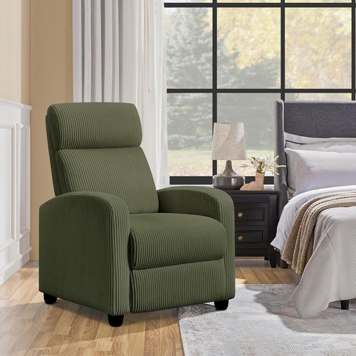 Dark Green Corduroy Adjustable Recliner Chair For Living Room