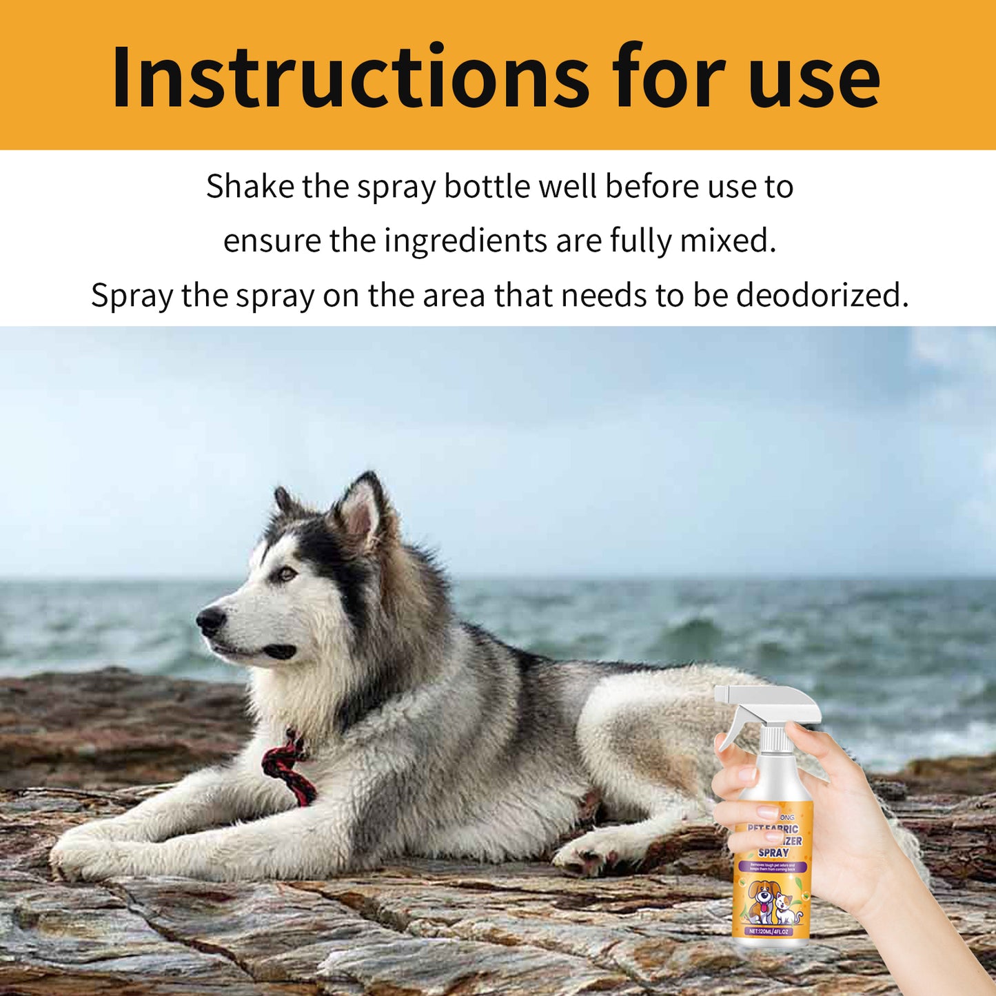 Pet Fabric Deodorizer Spray, Fresh Air Clean Pet Odors Indoor Air Fresh Long-Lasting Deodorant