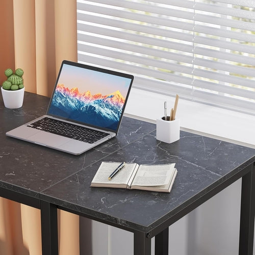 40 Inch Computer Desk With Two Tier Shelves Black Marbling