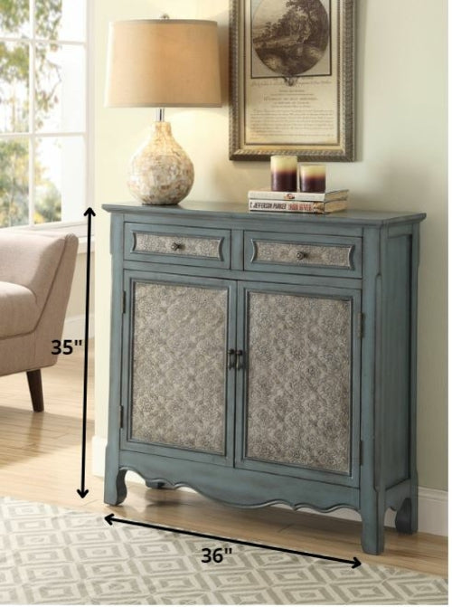 36inches X 11inches X 35inches Antique Blue Wooden Console Table
