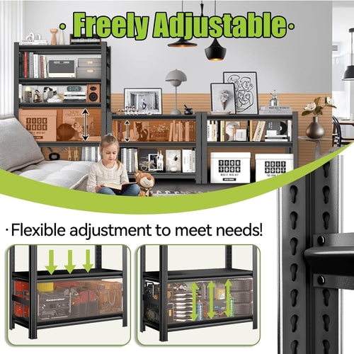 Book Shelf, 5 Tier Metal Wide Book Shelves, Heavy Duty Bookcase,