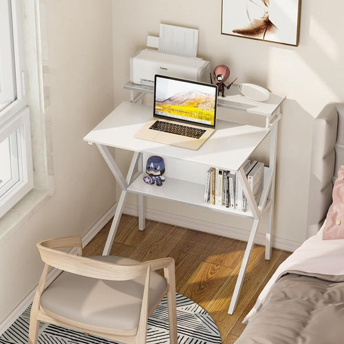 Small Computer Desk, 27.5 Inch Desk for Small Spaces with Storage,