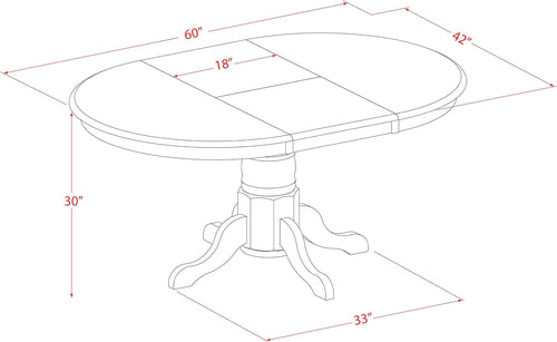 Oval Dining Table 42x60 Inch Butterfly Leaf Finish