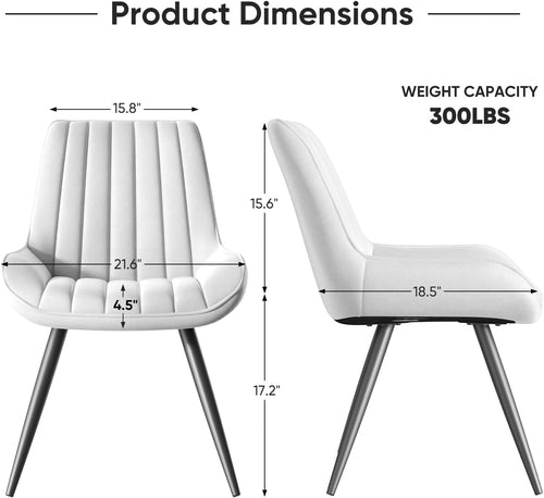 White Upholstered Dining Chairs With Thick Cushions