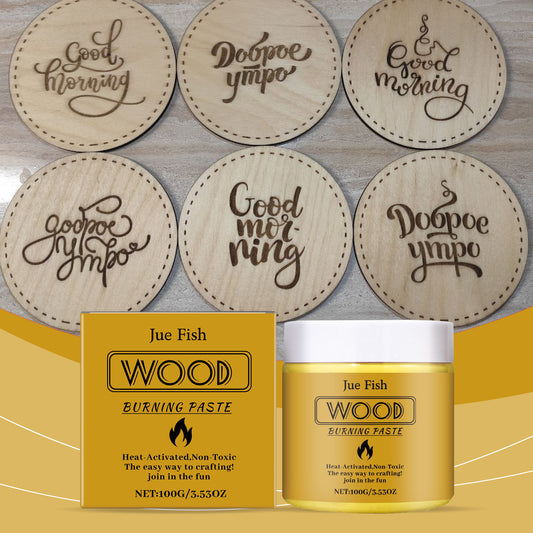 Jue Fish Wood Burning Paste, Diy Pyrography Wood Burning Paste Leather Canvas Paper Burning Paste