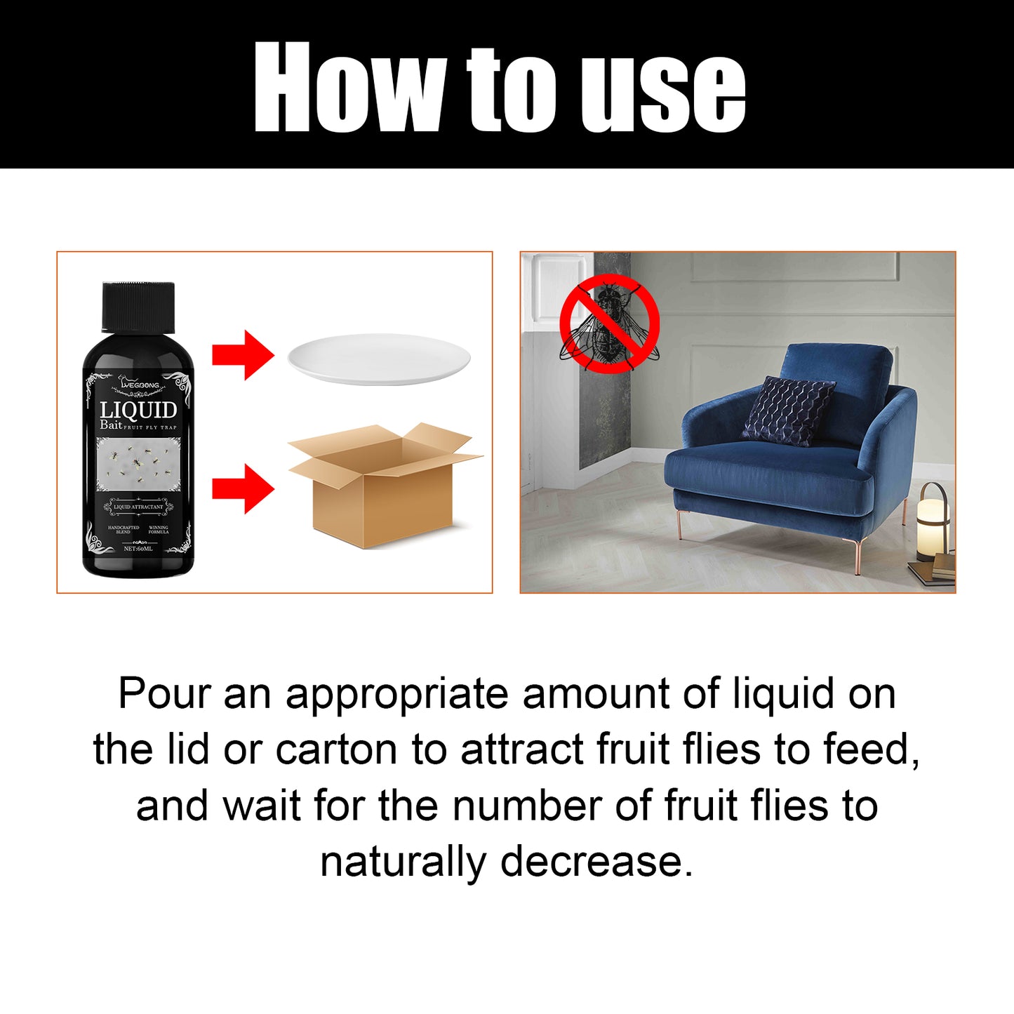 Yegbong Fruit Fly Trapping Supplement Fly Mosquito Baits Living Room Kitchen Household Fly Trapping Solution