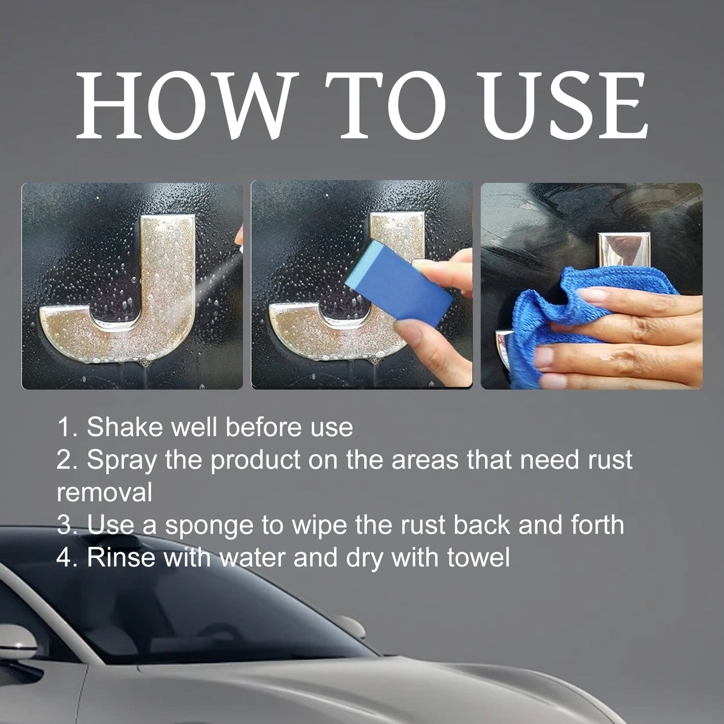 Iron Powder Remover, Wheel Hub Metal Parts Cleaning Decontamination Turn Add Bright Rust Removal Spray