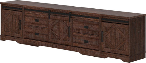 98.4 Inch Rustic Brown TV Stand With 4 Drawers And Shelves