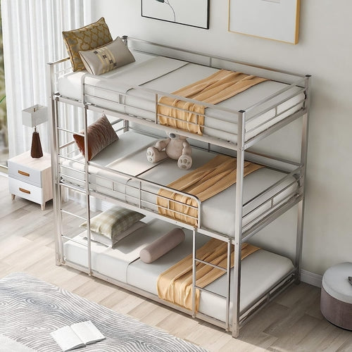 Black Triple Metal Bunk Bed Twin XL Full Queen Sizes