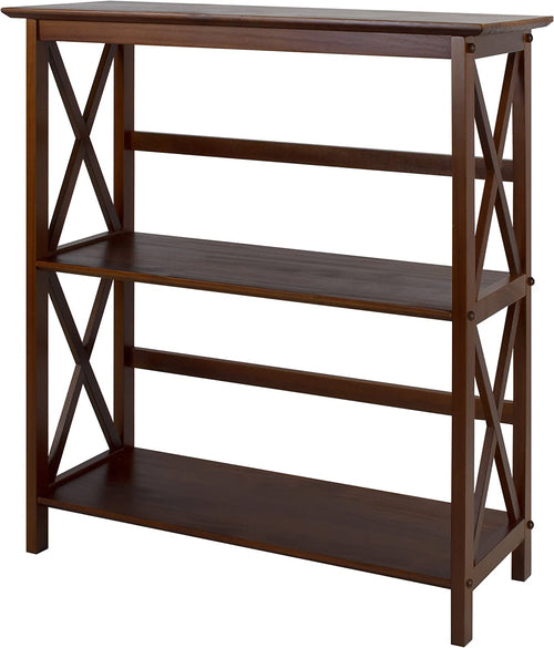 Shelf Bookcase With X Design Three Shelf Storage For Books