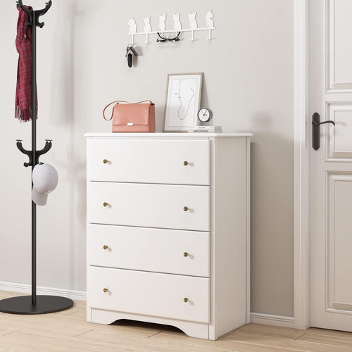 White Dresser With Four Drawers Modern Bedroom Storage