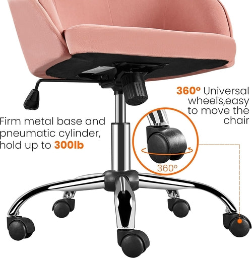 Pink Velvet Desk Chair With Swivel Office Chair Modern