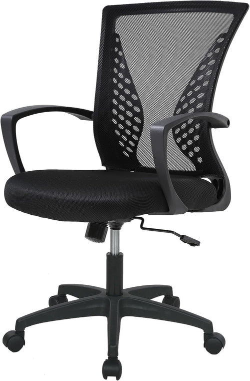 Home Office Chair Mid Back PC Swivel Lumbar Support Adjustable Desk