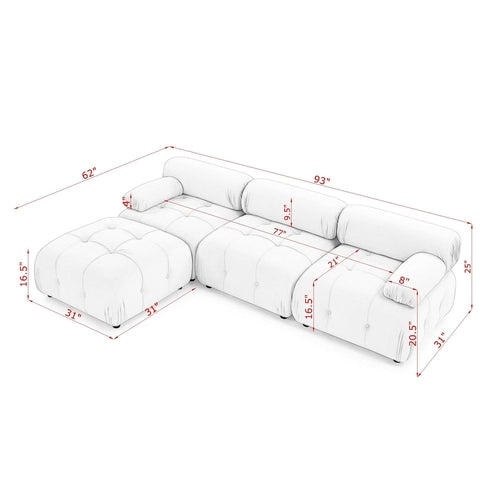 Modular Sectional Sofa, Button Tufted Design with DIY L-Shaped Layout,
