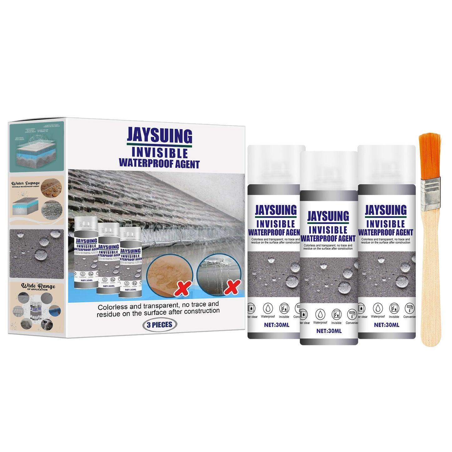 Jaysuing Waterproof Glue, Permeable Waterproof And Moisture-Proof Invisible Adhesive Toilet Tile Exterior Wall Roof Leak Repair Agent