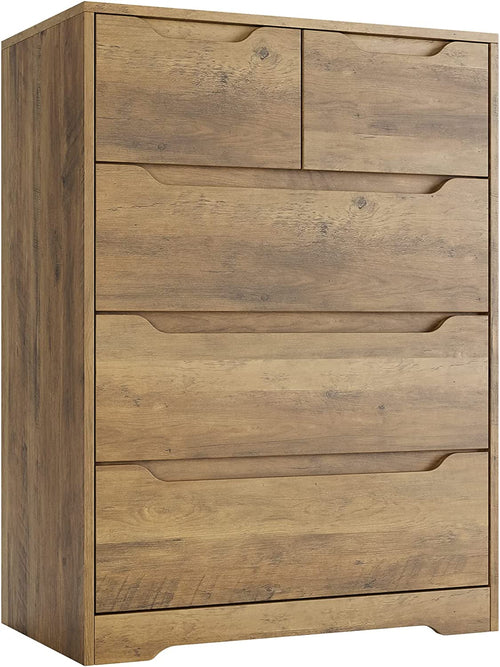 Rustic Brown 5 Drawer Dresser For Bedroom Organization