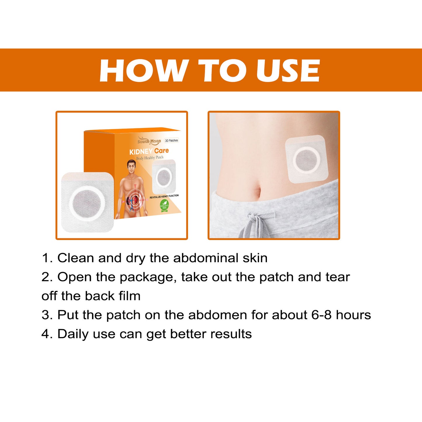 Kidney Care Body Heatley Patch, Relieve Muscle And Bone Soreness Leg Swelling Dizziness And Discomfort Acupoint Care Patch