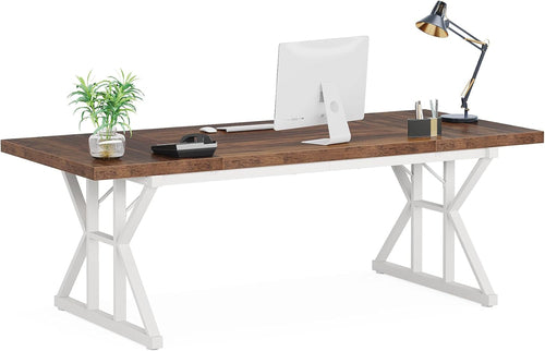 Spacious 70.8 Inch Wooden Executive Desk For Home Office