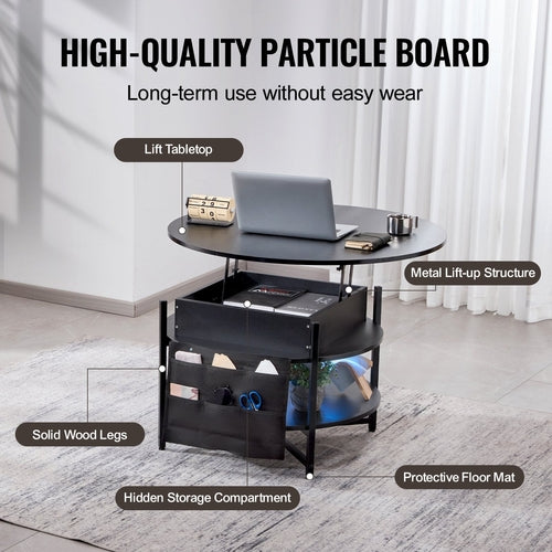 Lift Top Coffee Table, 35.3 In Round Coffee Table With Extra Storage