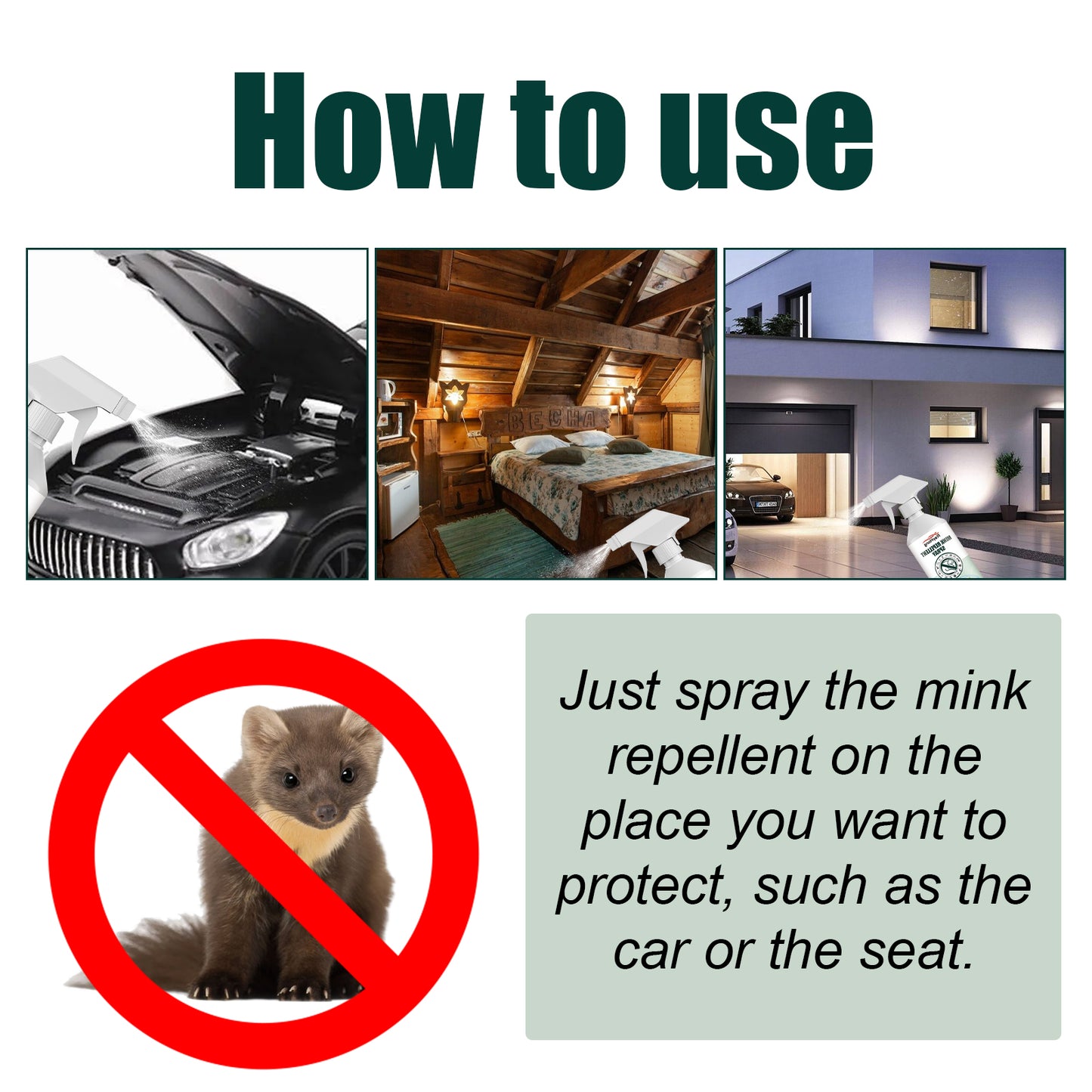 Mink Repellent Spray, Anti-Weasel And Mink-Repellent Spray For Car Engine Compartment