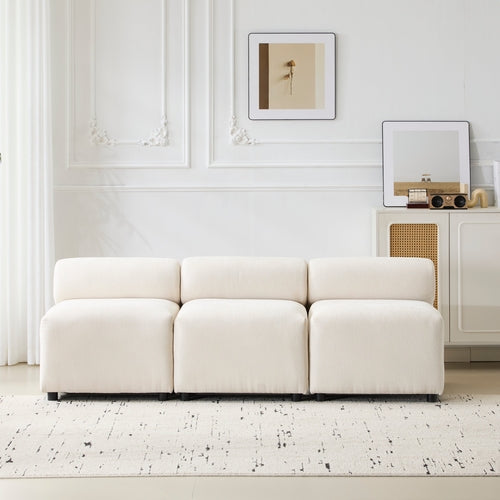 Modular Chenille Sectional Sofa – Modern Curved Upholstered Couch for
