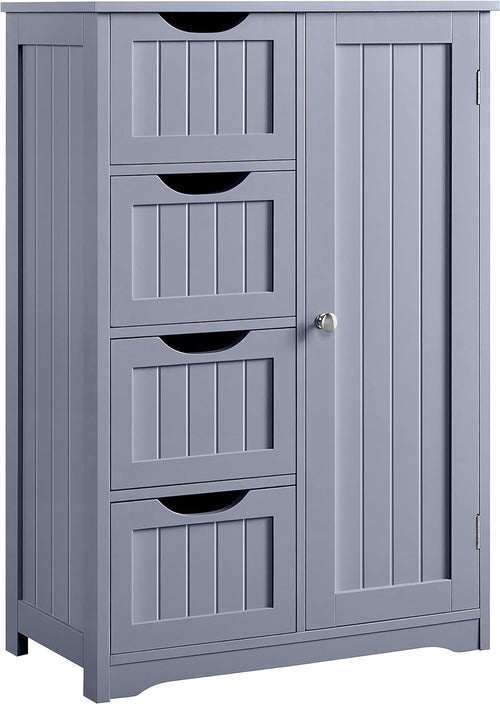 Gray Freestanding Bathroom Floor Cabinet With 4 Drawers