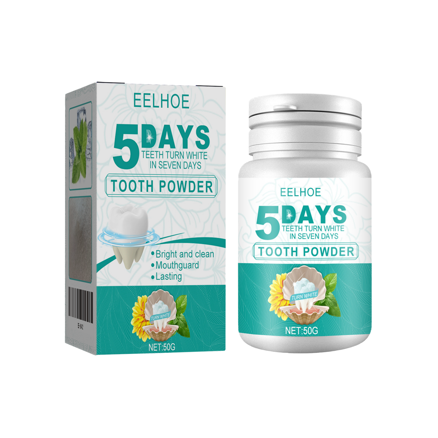 EELHOE 5 Day Whitening Tooth Powder, Clean Teeth Remove Dirt Plaque Fresh Mouth Clean Teeth Powder