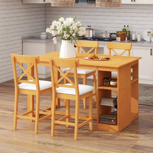 60'Lx30'W Solid Wood Farmhouse Counter Height Dining Table Set with