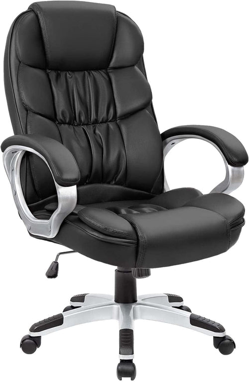 Black PU Leather Office Chair With Adjustable Height And Lumbar