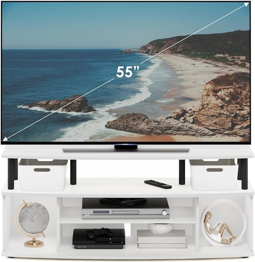 Jaya Large Entertainment Center For 55 Inch TV White And Black