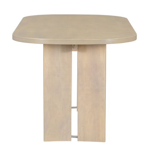 Solid Wood Dining Table Set with Bench - 6-Piece Upholstered