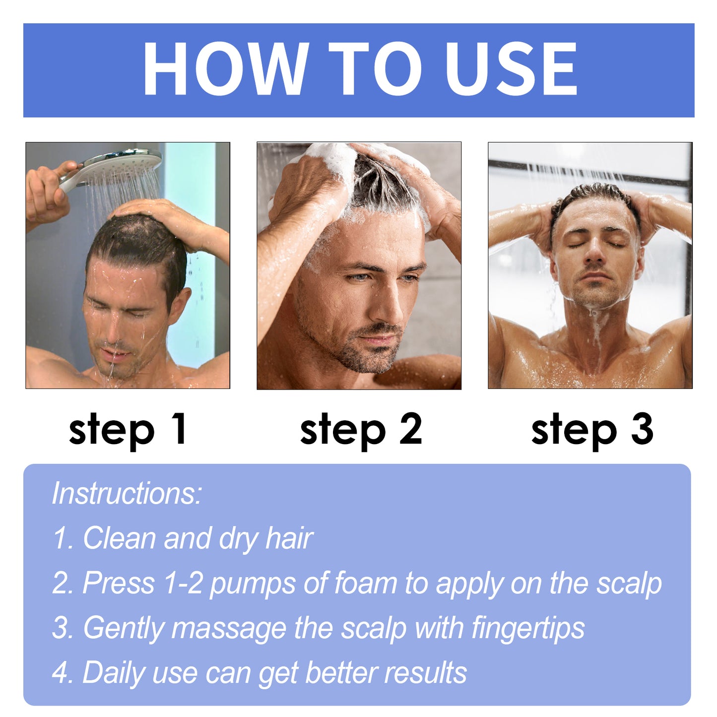 Men's Dense Hair Foam Mousse, Clean Repair Hair Root, Dense And Moisturizing Hair Mousse