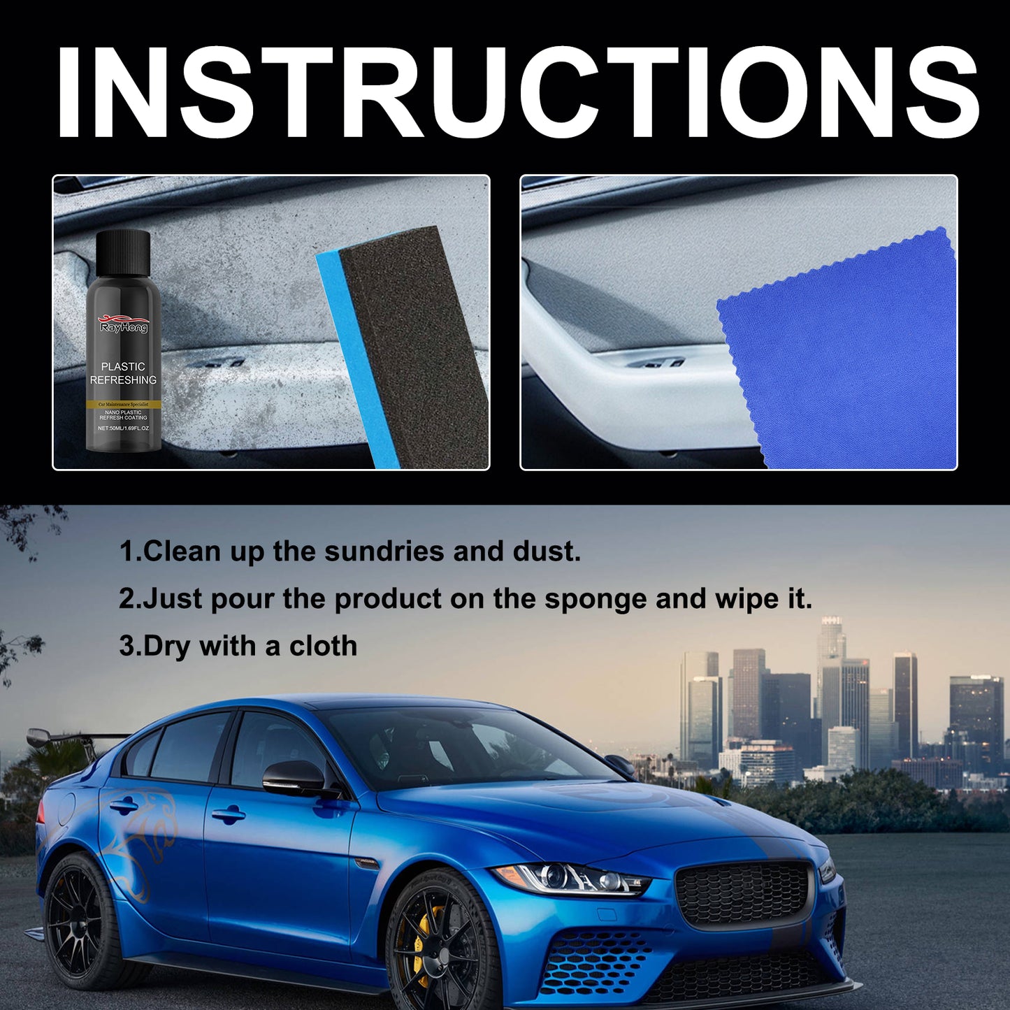 Plastic Refreshing, Multi-Functional Interior Instrument Panel Refurbishment Cleaning Agent