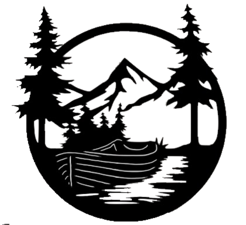 Boat Mountains Scene - Metal Wall Art