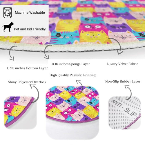 Cute Cats Print Baby Room Rug | Homeezone