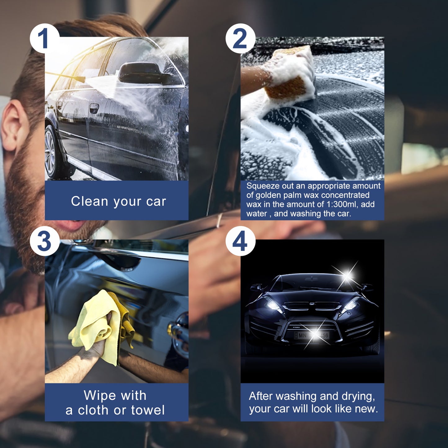 Golden Palm Wax Concentrated Coating Wax Water, Foam Cleaning Agent Special Decontamination Coating Car Wash Wax Water