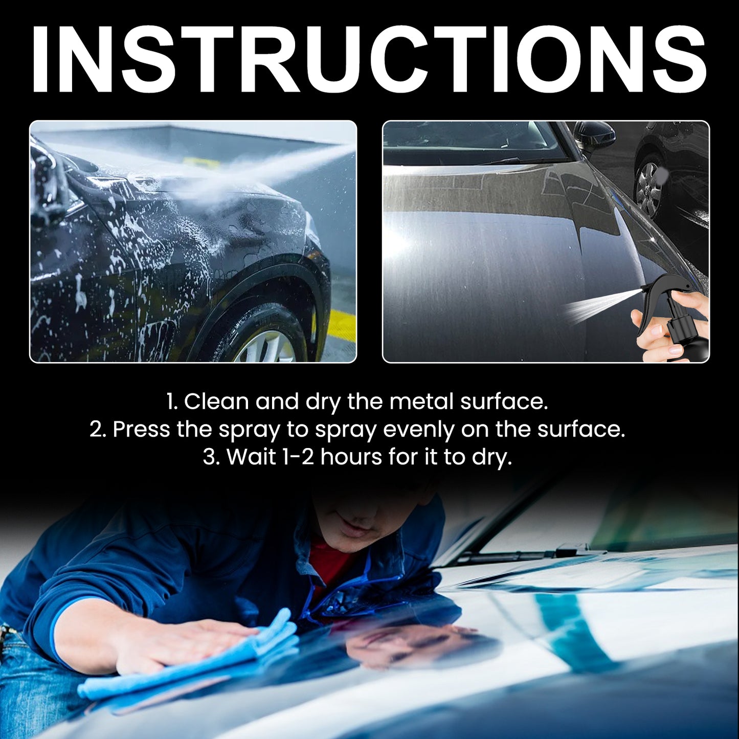 Silica + Siloxane Ceramic Spray Sealant, Car Paint Maintenance Paint Cleaning Stains Polishing Brightening Refurbishing Agent