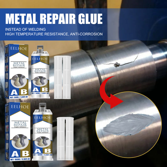 EELHOE Metal Ab Casting Adhesive (50ml) Metal Repair Agent for Filling Cracks, Sealing Leaks, Quick-Drying Cracks and High-Temperature Resistant Welding
