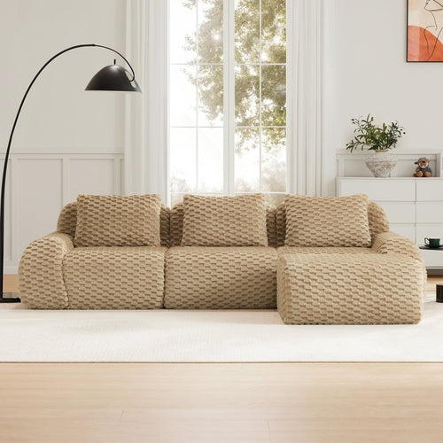 114 Modern L-Shaped Modular Sectional Sofa For Living Room,Flannelette