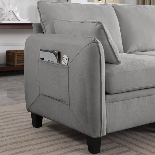 85 Inch GRAY Chenille Modular Sectional Sofa, L-Shaped Cloud Couch