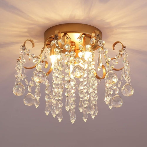 Small Gold Crystal Chandelier Three Light G9 Modern Design