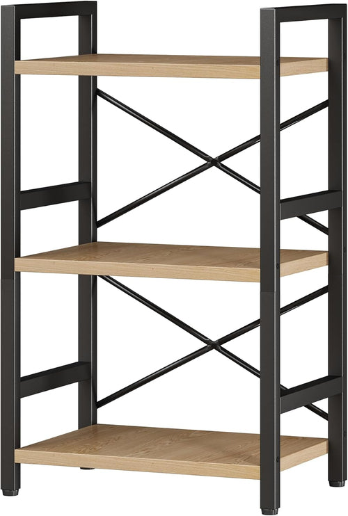 3 Tier Industrial Metal Bookcase Rustic Etagere Shelf Light Coffee