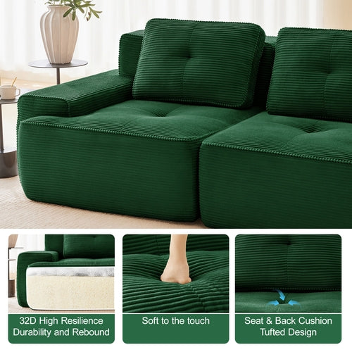 82 Modern L-Shaped Modular Sectional Sofa For Living Room, Corduroy