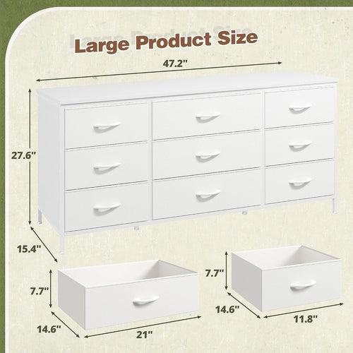 Dresser TV Stand with 9 Drawers for 60'' TV Stand for Bedroom Long